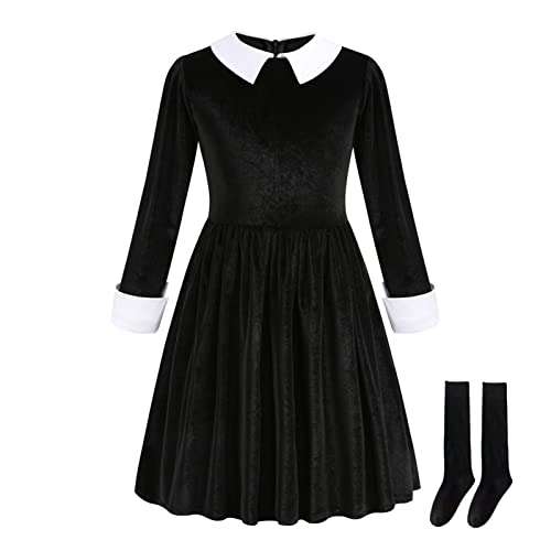 Wsaihhao Schwarzes Kostüm für Mädchen, Kinder, Cosplay, Halloween-Kostüm, Größe 7 - 8 von Wsaihhao