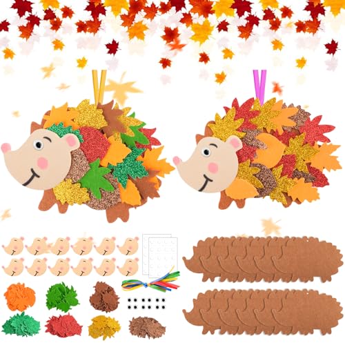 12 Stück Igel Bastelset Kinder, Moosgummi Bastelset Kinder , Kreativset Herbst DIY Basteln für Jungen Mädchen ab 3 4 5 6 7 8 9 10 Jahre, für kindergeburtstag basteln, Halloween Geschenk, Herbstdeko von WuGU