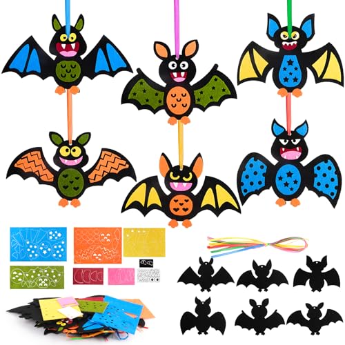 WuGU 12 Stück Fledermaus Bastelset Kinder, Moosgummi Bastelset Kinder,Fledermaus Mix Kreative Kunsthandwerk,Saisonale Kreativsets und Halloween Fledermaus Basteln zum Dekorieren für Kinder von WuGU