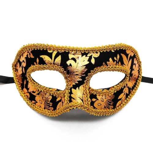 WuLi77 Herren-Maskerade, Vintage-venezianisches halbes Gesicht, Party, Halloween, Kostüme, Zubehör für Karneval, Maskerade für Herren, Halloween, halbes Gesicht, Vintage-Cosplay, männliche Party von WuLi77