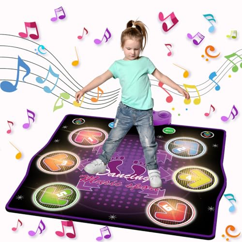 Upgrade Tanzmatte mit 6 Leuchttasten,elektronisches Musiktanzpad,unterstützt Musikwiedergabe über das Handy,6Spielmodi,geeignet für Kinder von3-12Jahren,perfekt als Weihnachts- und Geburtstagsgeschenk von WuZhuangYuan