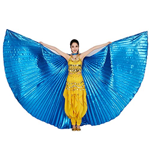 Wuchieal Bauchtänzerin Isis Wings Halloween Darstellende Angel Wings für Carnival Einschließlich Stöcke/Tasche (Dunkelblau, One Size) von Wuchieal