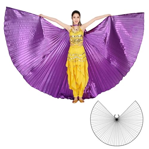 Wuchieal Bauchtänzerin Isis Wings Halloween Darstellende Angel Wings für Carnival Einschließlich Stöcke/Tasche (Lila, One size) von Wuchieal