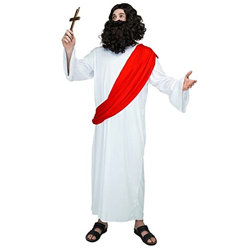 Wudaizhi Menschen Jesus Christus Kostüm Lange Jesus Robe Performance Cosplay Party Party Kleid Für Halloween Osterfeier von Wudaizhi