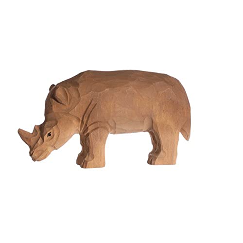 Wudimals - 40456 - Wildtiere, Nashorn, Holz, handgeschnitzt, handbemalt, 13cm x 6,8cm von Wudimals