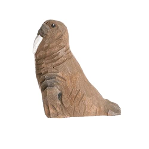 Wudimals - 40809 - Seetiere, Walross, Holz, handgeschnitzt, handbemalt, 6,5cm x 6,8cm von Wudimals