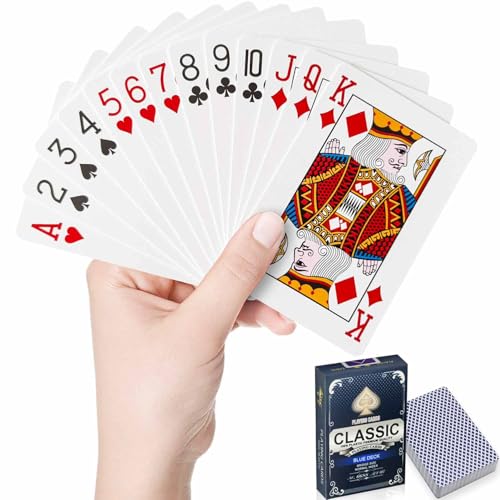 WUGAUWOR wasserdichte Spielkarten, Kunststoff Spielkarten, Kartenspiel, Poker Karten Spiele Wasserfeste Spielkarten für Camping Spiele, Playing Cards für Blackjack Bridge Kartenspiele, 1 Deck, Blau von Wugauwor