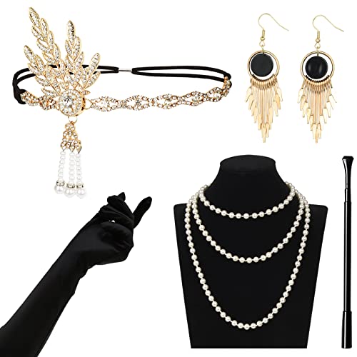 WuikerDuo 20er Jahre Accessoires,Gatsby Accessoires,1920s Accessoires Set für Halloween Weihnachten Neujahr Party 20er Jahre Accessoires Abschlussball Event Mehrweg von WuikerDuo