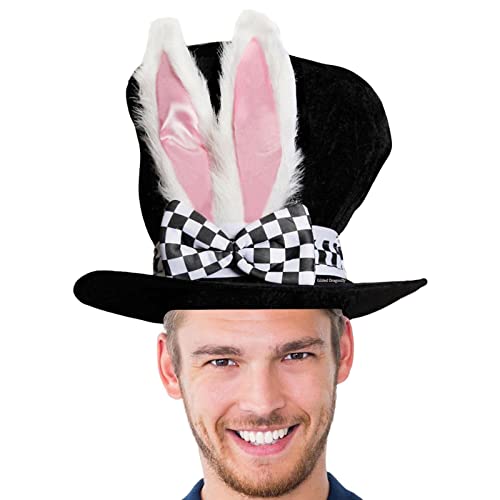 Bunny Ear Top Hat, Velvet Rabbit Hat, Easter Rabbit Ears Top Hat, White Rabbit Black Costume Plush Hat For Halloween Party Costumes von Wukesify