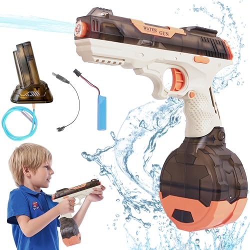 Elektrische Wasserpistole,automatische Wasserspritzpistole für Kinder Erwachsene,2 in 1 Wasserpistole,500ml hohe Kapazität/unbegrenzte Wasserversorgung mit Schlauch,für Sommer Outdoor Strand,Pool von Wula