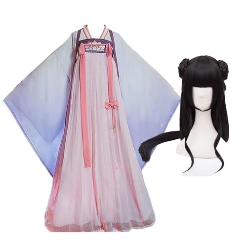 Wulachaka Anime Jiang Yan Li Cosplay Kostüm Lan Wang Ji Chinesische Hanfu Comic-Con Outfits Komplettes Set für Halloween-Party (Jiang Yan Li Kostüm + Perücke, L) von Wulachaka