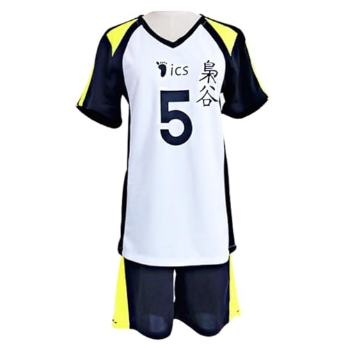 Wulachaka Haikyuu!! Cosplay Karasuno Uniform Kotaro Bokuto/Akaashi Keiji Cosplay Volleyball Training Sportuniformen Full Set (number 5, XXL) von Wulachaka