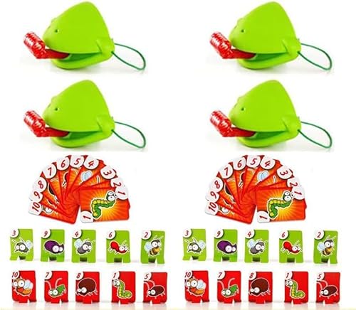 Lickin Eidechsenspiel, Froschzungenspiel mit Blasluft, 2er-Pack und 4er-Pack, Insektenkarton enthalten, Multiplayer-Spiel! für Familie, Eltern-Kind-Puzzle-Spiele (Quad) von Wusdayer