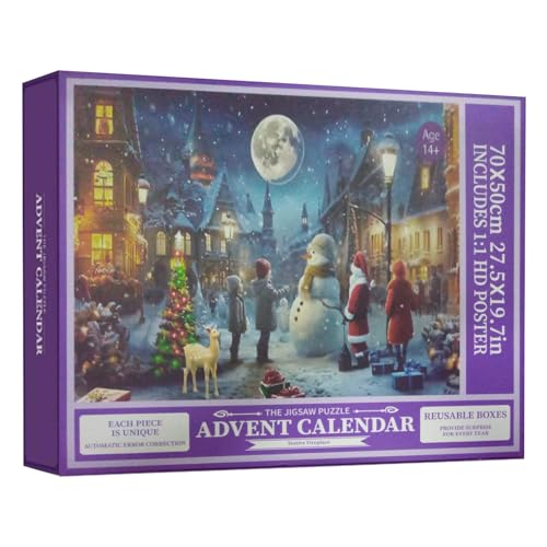 Jigsaw Adventskalender 2024, Weihnachtspuzzle für Erwachsene und Kinder, 24 Boxen 1008 Teile Puzzles Countdown bis Weihnachten, Weihnachtsgeschenke für Mädchen von Wuyooprt