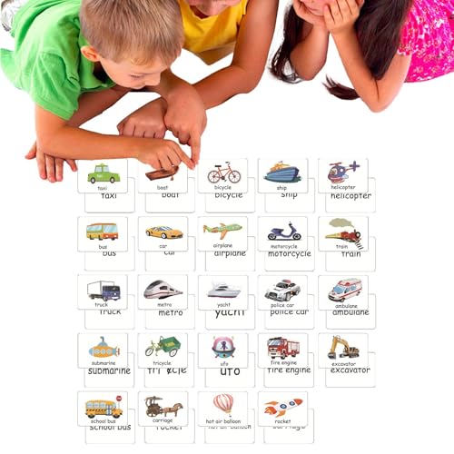 Wuyooprt Common Words Lernkarten, 24 Blatt Vokabelbaukarten für Kinder, geschlossenes Syndrom, primäre Hochfrequenz-englische Wörterkarten von Wuyooprt