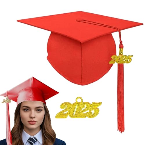 Wuyooprt Graduation Caps Verstellbare Atmungsaktive Bachelor Hüte mit Jahresschild Kleid Zubehör Foto Requisiten High School Graduation Souvenirs für Fotografie Halloween Cosplay von Wuyooprt