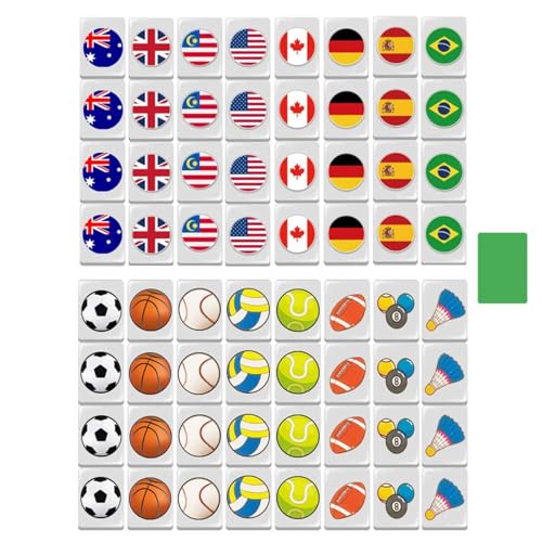 Wuyooprt Nationalflagge Mahjong-Spielset,Seaside-Spiel Mahjong-Sets,Beachside National Flag Pattern Mahjong | Lustiges interaktives Party- und Familienspiel für Erwachsene, Kinder und alle von Wuyooprt