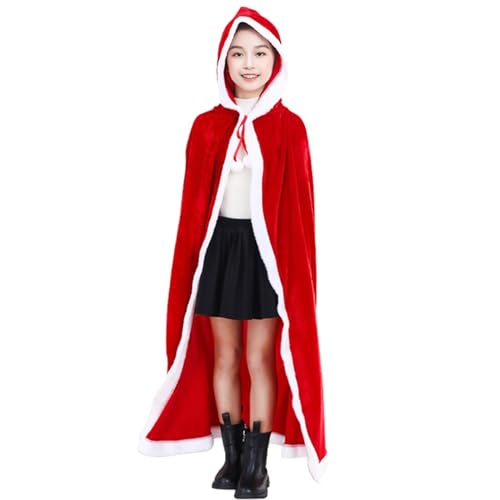 Wuyooprt Weihnachten Santa Robe Cape | Samtroter Cape-Mantel mit Kapuze,Bequeme Umhang-Robe für Weihnachten, Halloween, Cosplay, Kinder, Männer, Frauen von Wuyooprt