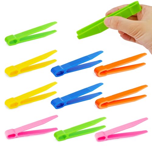 10 Stück Kinder Plastik Pinzette Bunte Kunststoff Pinzette Kinder Pinzette Pinzette mit Flachem Kopf Pinzette für Bügelperlen Kinder Flache Spitze Pinzette für Kinder Montessori Spielzeug von Wuzdy