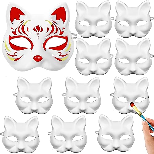 Wuzdy 5 Stück Katzenmaske Katzenmasken zum Bemalen Therian Mask Maske Weiß Unbemalt Katze Masken DIY Blank Papier Maske Verwendet Für Rollenspiele Kostümpartys Kostümpartys Karneval von Wuzdy