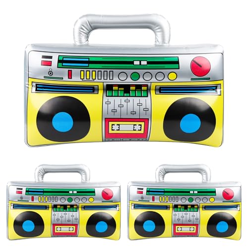 Wvu & Wvo 3 Stück Aufblasbare Radio Boombox, Hip Hop Radio Walkman, Kostüm Fasching Karneval Accessoires, Rock Star Toy Requisiten, Retro Party für 80er 90er Party Dekorationen von Wvu & Wvo