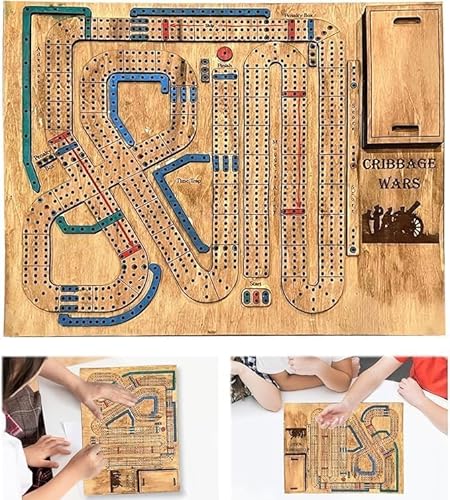 Cribbage Wars Brettspiel, Strategie Krieg Spiel, Lustiges Familien Party Spiele, Cribbage Brettspielset aus Holz mit eingebautem Aufbewahrungsfach für Cribbage Stifte (1Stück) von Wvu & Wvo