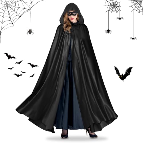 Wvu & Wvo Unisex Umhang mit Augenklappe, Halloween Umhang für Erwachsene Cosplay Vampir Kostüm Halloween Kostüm, Perfekt für Halloween, Karneval und Partys, Kindergrößen erhältlich, Schwarz von Wvu & Wvo