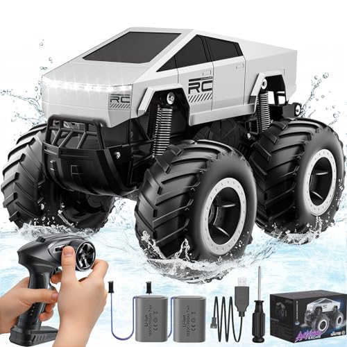 Wwtop 1:16 Ferngesteuertes Auto, 4WD RC Auto Cybertruck Offroad RC Cars, 20km/h All Terrain Fernbedienung Auto Wasserdicht, RC Truck Buggy mit 2 Akku Geschenke ab 6 Jahre Jungen Kinder Erwachsene von Wwtop