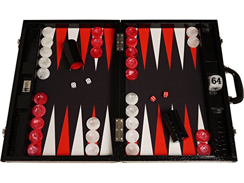 Wycliffe Brothers Backgammon-Turnierset – Schwarzes Kroko mit schwarzer Spielfläche – Gen III von Wycliffe Brothers