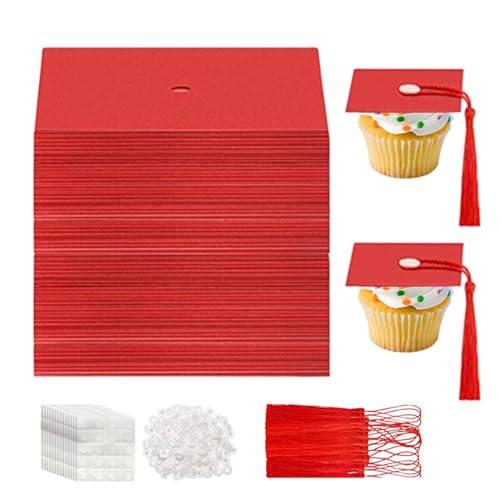 Wyttuubv Abschlusshut-Kuchenaufsatz,Abschluss-Cupcake-Aufsatz,Abschlusshut-Cupcake-Dekorationen | 50 Stück „Congrats Grad Cupcake Topper“, 2024 Graduation Theme Kuchendekorationen für Zuhause, von Wyttuubv