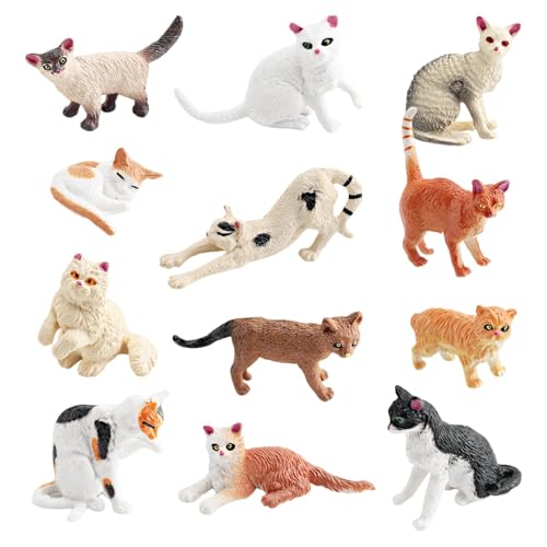 Wyttuubv Katzenfiguren-Set, Katzenfiguren-Spielzeugset - Katzenfiguren & Tierfiguren Spielzeug - Katzenfiguren, pädagogisches Katzentierfigurenspielzeug, niedlich, realistisch für von Wyttuubv