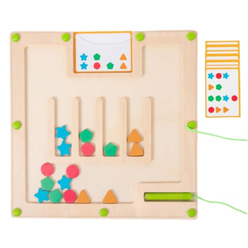 Wyttuubv Magnetische Farb- und Zahlentafel, Magnetisches Farb- und Zahlenlabyrinthbrett,15 doppelseitige Karten mit magnetischem Farb- und Zähllabyrinth - Passende pädagogische Holzpuzzletafel mit von Wyttuubv