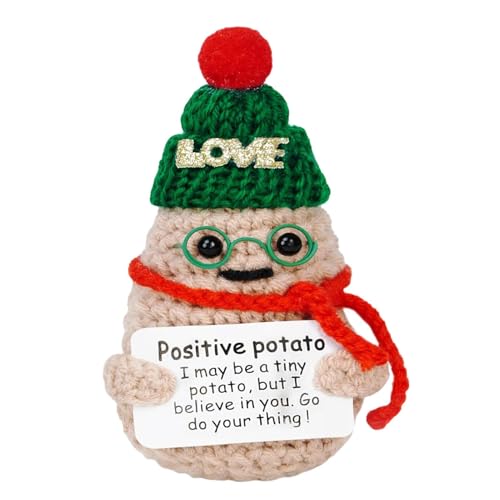 Wyttuubv Positive Häkeltiere, Plüsch zur emotionalen Unterstützung | Lustige Plüsch-Positiv-Häkel-Weihnachtsmütze-Kartoffel | Emotional Support Pickle, weiche Weihnachtsgurke, Partydekoration für von Wyttuubv