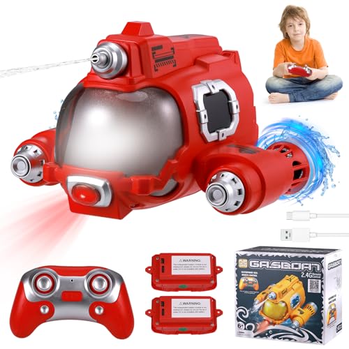 Wyxron Ferngesteuertes Boot für Kinder RC Boot 2,4 GHz Pool Spielzeug Kinder mit Wasserpistolenfunktion und Lichtfunktion, Sommer Wasserspielzeug Kinder Pool Uboot Geschenke für Kinder (Rot) von Wyxron