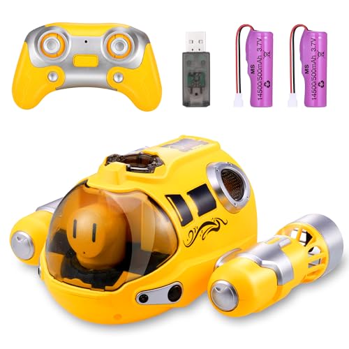 Wyxron Ferngesteuertes Boot Kinder, 2,4-GHz Dual Propeller RC Boot mit Wasserspritzfunktion, Wasserspielzeug für Pools Lakes Jungen Mädchen Spielzeug im Freien Geschenke (Gelbes Spritzboot1) von Wyxron