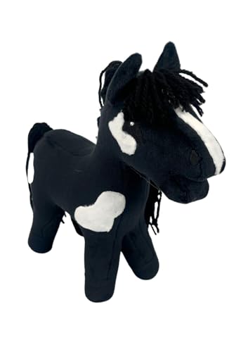 X-Group4th Plüschtier Pferd - Baby Horse Mini - weich - 23x7x24 cm - Steckenpferd klein - für Kinder - Spielzeug - Hobby Horse - geschecktes Pferd - Schwarz/Weiß von X-Group4th