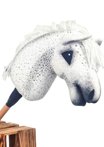 X-Group4th Steckenpferd Hobby Horse - Pferd am Stock Spielzeug für Kinder Plüschpferd Geschenk Größe A2, Stocklänge 45 cm, Tarant2, Weiß mit gepunktet von X-Group4th