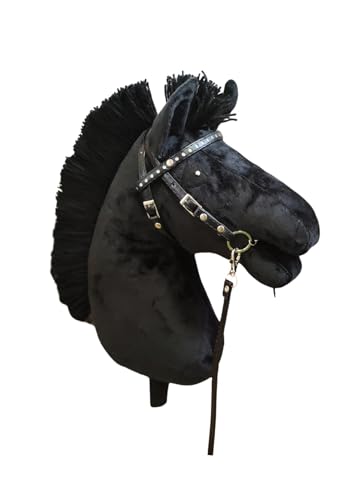 X-Group4th Steckenpferd Hobby Horse VIP - Pferd am Stock Spielzeug für Kinder Plüschpferd Geschenk Größe A2, Stocklänge 45 cm, Holsteiner Pferd - Schwarz von X-Group4th