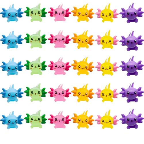 120 x bunte Mini-Axolotl-Figuren aus Kunstharz, niedliche Axolotl-Kuchenaufsatz, Dekoration für Heimwerker, Handwerk, Garten, Puppenhaus von X Hot Popcorn