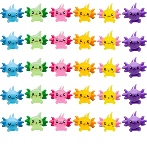 60 Stück bunte Mini-Axolotl-Figuren aus Kunstharz, niedliche Axolotl-Kuchenaufsatz, Axolotl-Ornament, Anhänger für Heimwerker, Handwerk, Garten, Puppenhaus Dekoration von X Hot Popcorn