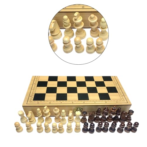 Klappbares Holzschachspiel Zarte Handarbeit Schachspielbrett Set Schachbrett Set Erwachsene Schachspiel von X-Institute