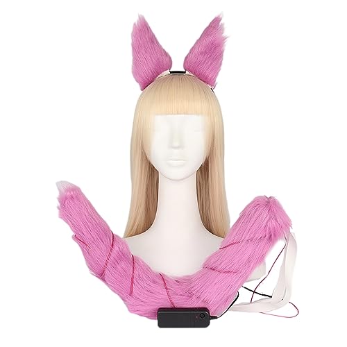 X-Institute 1set Pelzigen LED Licht Schwanz Fuchs Katze Ohren Kopfbedeckung Halloween Cosplay Haar Hoop Für Mädchen Frauen Weihnachten Phantasie Party Spielzeug Fuchs Schwanz Set von X-Institute