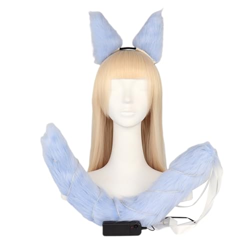 X-Institute 1set Pelzigen LED Licht Schwanz Fuchs Katze Ohren Kopfbedeckung Halloween Cosplay Haar Hoop Für Mädchen Frauen Weihnachten Phantasie Party Spielzeug Fuchs Schwanz Set von X-Institute