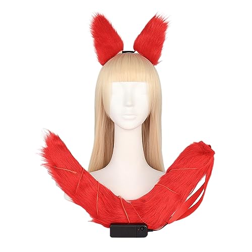 X-Institute 1set Pelzigen LED Licht Schwanz Fuchs Katze Ohren Kopfbedeckung Halloween Cosplay Haar Hoop Für Mädchen Frauen Weihnachten Phantasie Party Spielzeug Fuchs Schwanz Set von X-Institute