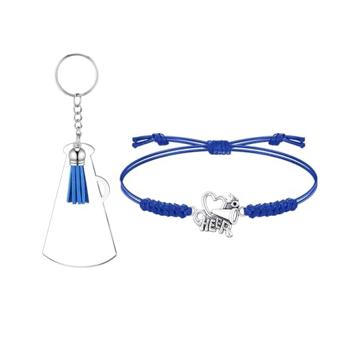 X-Institute 20 Stück Verstellbare Armbänder Schlüsselanhänger Anhänger Set Cheerleader Charm Armband Armreifen Schlüsselanhänger Tolle Geschenke Für Cheerleader Teams Cheerleading Schmuck von X-Institute