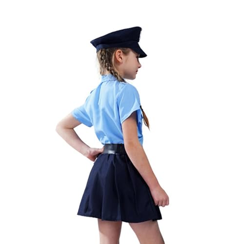 X-Institute Kinder Offizier Kostüm Cop Kostüm Hut Kleid Fliege Gürtel Halloween Dress Up Kostüme Zubehör Halloween Cosplays Party Kostüm von X-Institute