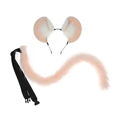 X-Institute Ohren Und Schwanz Set Pelziges Mausohren Stirnband Mit Schwanz Halloween Cosplay Party Maus Kostüm Zubehör Kinder Erwachsene Mausohren Und Schwanz Set von X-Institute