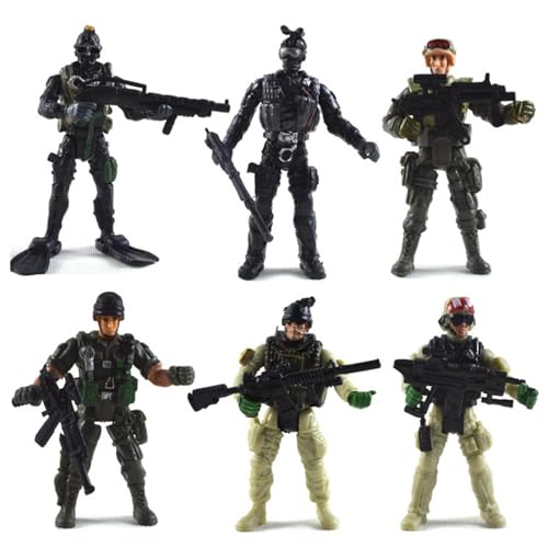 X-Institute Statisches Modell Militärsoldat Modell Figur Spielzeug Kunststoff Actionfigur Mit Waffen Kinder Vorgeben Gelenkfigur Spielzeug von X-Institute