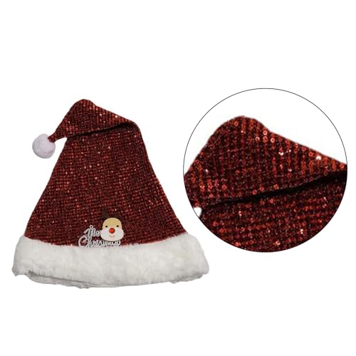 X-Institute Weihnachten Kopfbedeckung Kappe Verdicken Plüsch Perfekt Für Die Feiertage Bunte Pailletten Geweih Für Cosplay Santa Pelzmütze Gestrickt Santa Hut Männer von X-Institute