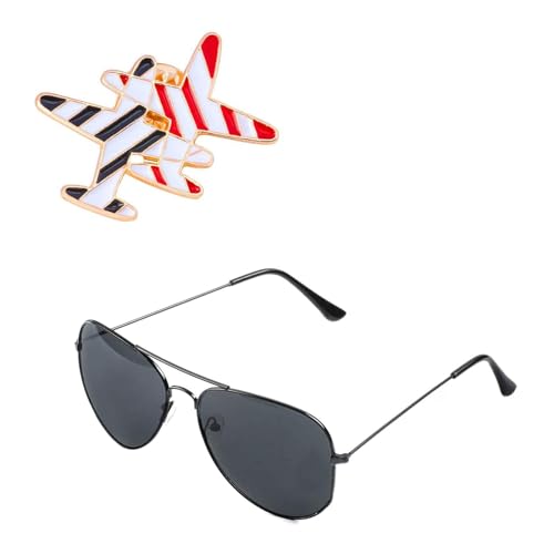 Yacht Kapitän Kostüm Set Hut Flieger Sonnenbrille Flugzeug Brosche Anstecknadeln Stewardess Cosplay Kostüm Zubehör Für Erwachsene Kapitän Kostüm Set Stewardess Cosplay Kostüm Zubehör Flieger von X-Institute